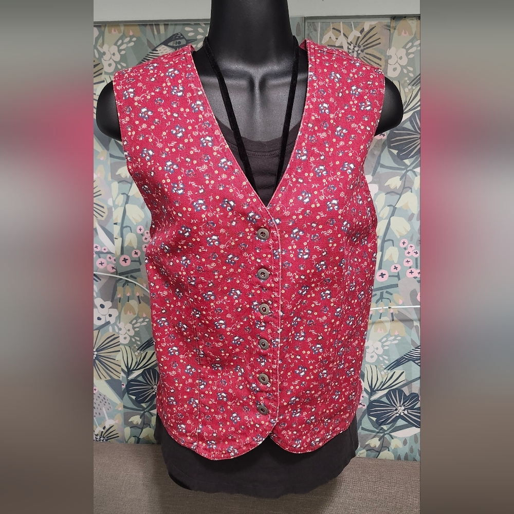 Vintage 90s Cherokee Red Vest FREE SHIPPING